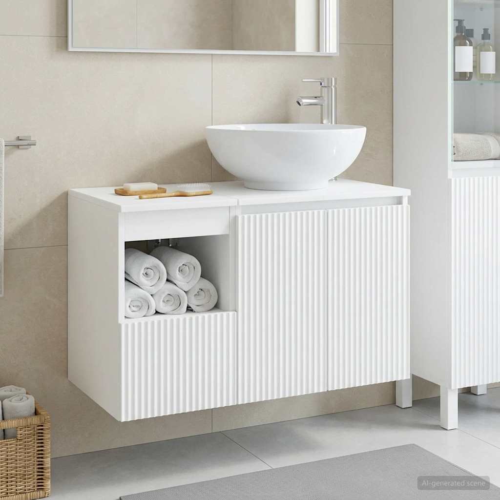 vidaXL Bathroom Furniture Set 2 pcs High Gloss White Engineered Wood