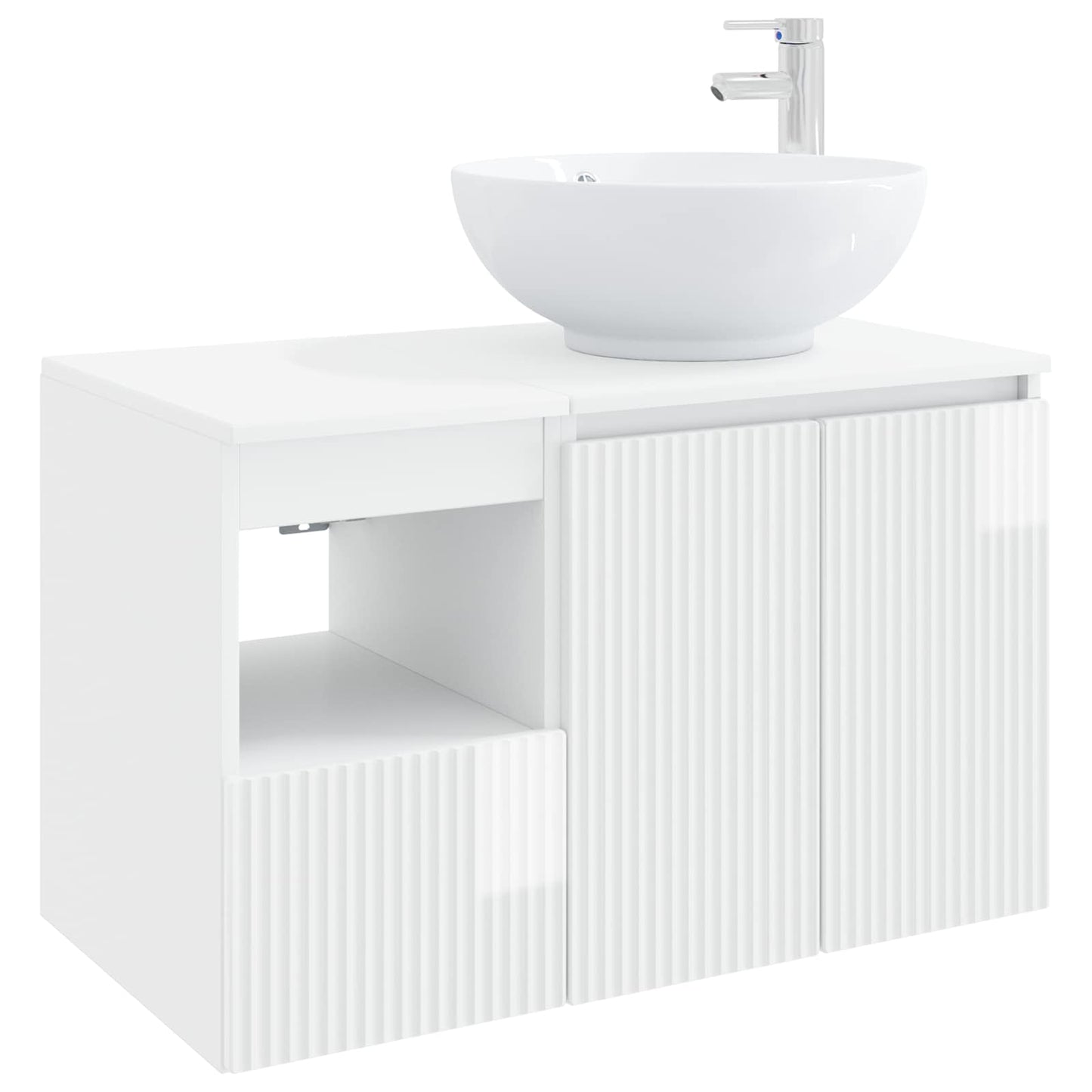 vidaXL Bathroom Furniture Set 2 pcs High Gloss White Engineered Wood