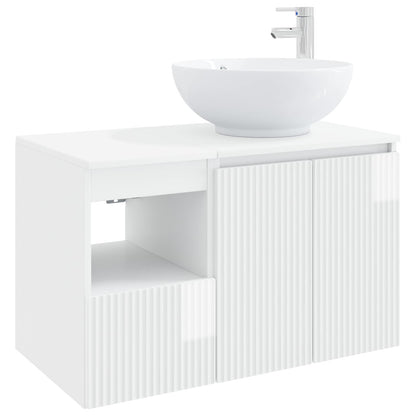 vidaXL Bathroom Furniture Set 2 pcs High Gloss White Engineered Wood