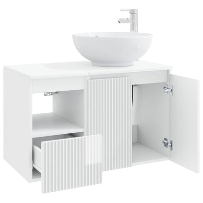 vidaXL Bathroom Furniture Set 2 pcs High Gloss White Engineered Wood