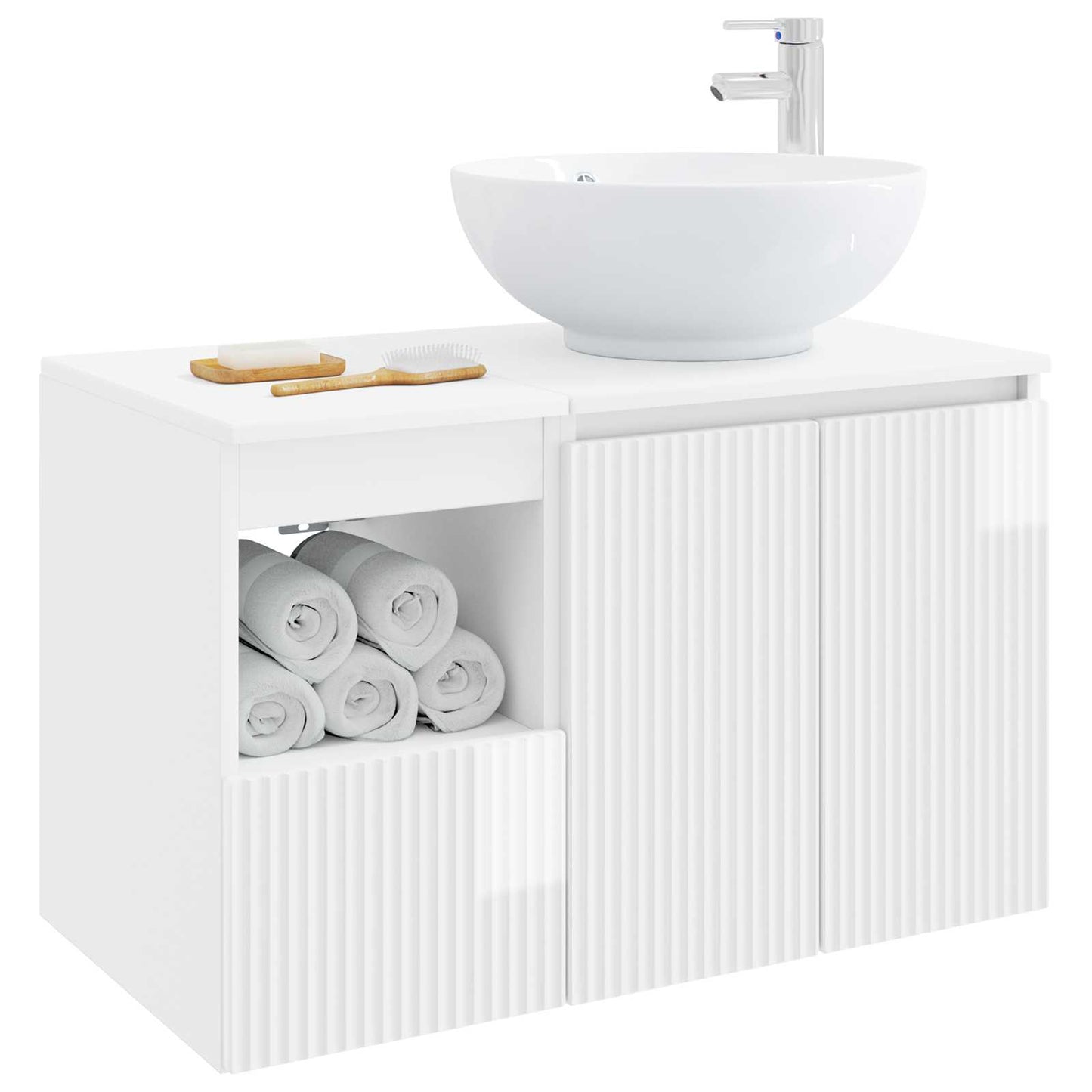vidaXL Bathroom Furniture Set 2 pcs High Gloss White Engineered Wood