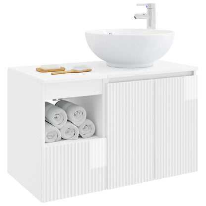 vidaXL Bathroom Furniture Set 2 pcs High Gloss White Engineered Wood