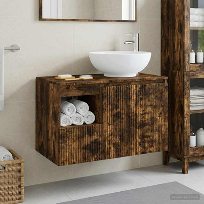 vidaXL Bathroom Furniture Set 2 pcs Smoked Oak Engineered Wood