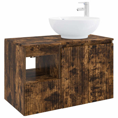 vidaXL Bathroom Furniture Set 2 pcs Smoked Oak Engineered Wood