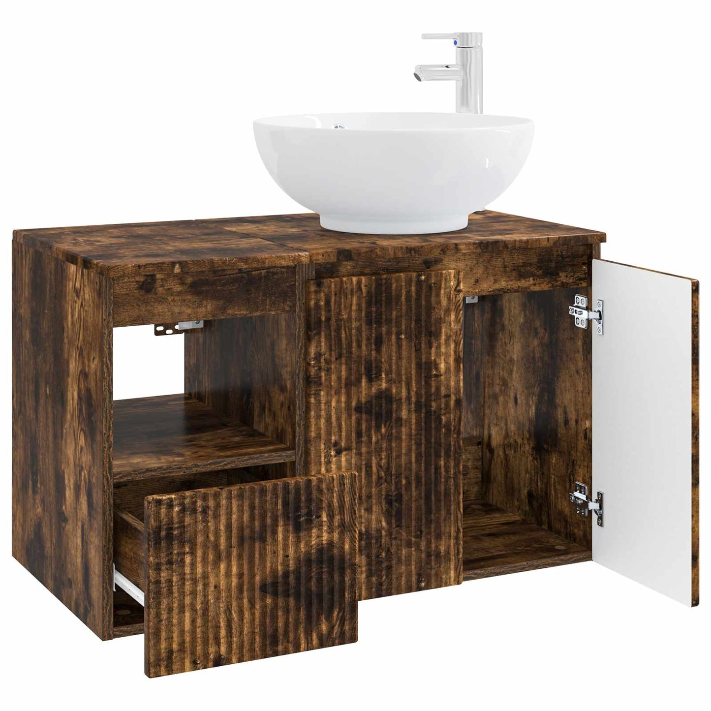vidaXL Bathroom Furniture Set 2 pcs Smoked Oak Engineered Wood