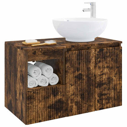 vidaXL Bathroom Furniture Set 2 pcs Smoked Oak Engineered Wood