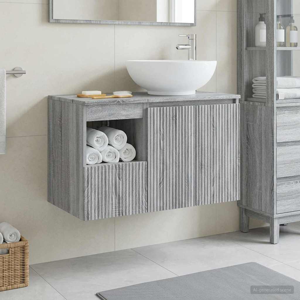 vidaXL Bathroom Furniture Set 2 pcs Grey Sonoma Engineered Wood
