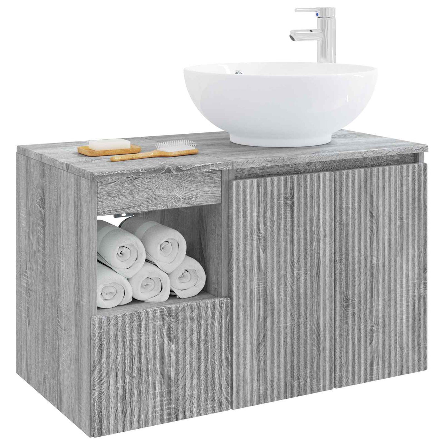 vidaXL Bathroom Furniture Set 2 pcs Grey Sonoma Engineered Wood