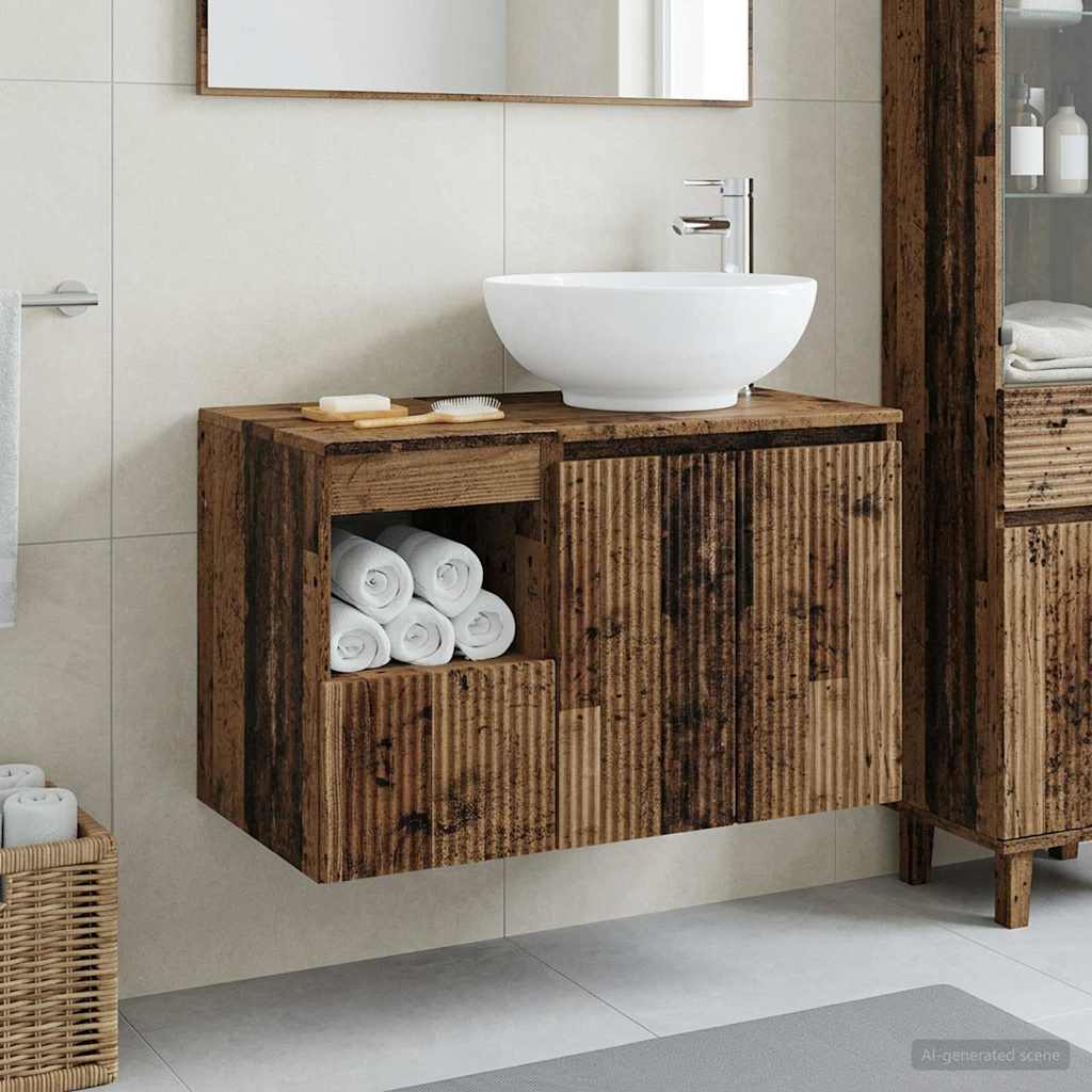 vidaXL Bathroom Furniture Set 2 pcs Old Wood Engineered Wood