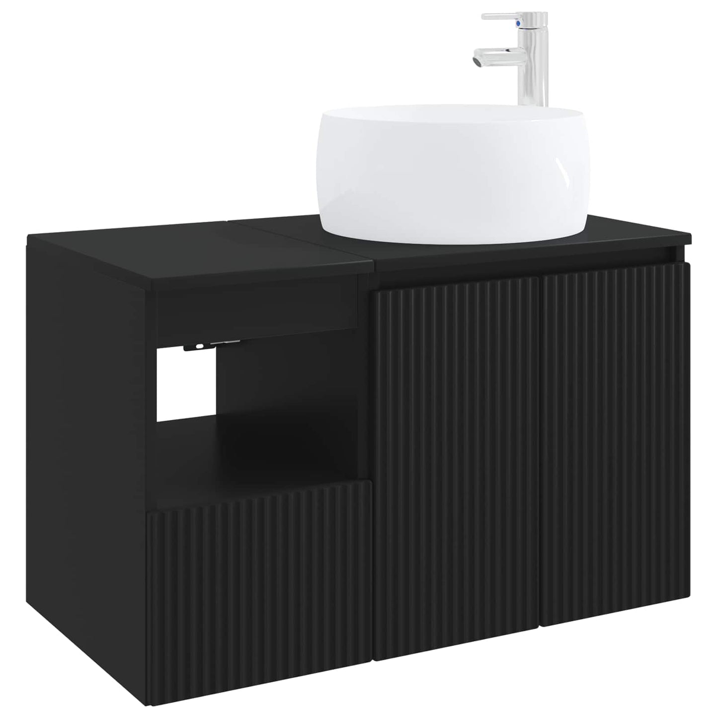 vidaXL Bathroom Furniture Set 2 pcs Black Engineered Wood
