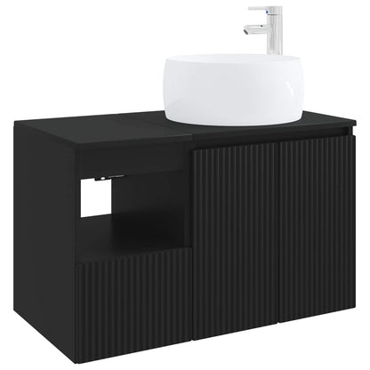 vidaXL Bathroom Furniture Set 2 pcs Black Engineered Wood