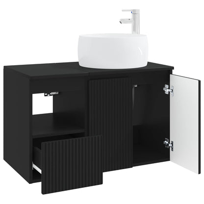 vidaXL Bathroom Furniture Set 2 pcs Black Engineered Wood