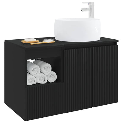 vidaXL Bathroom Furniture Set 2 pcs Black Engineered Wood