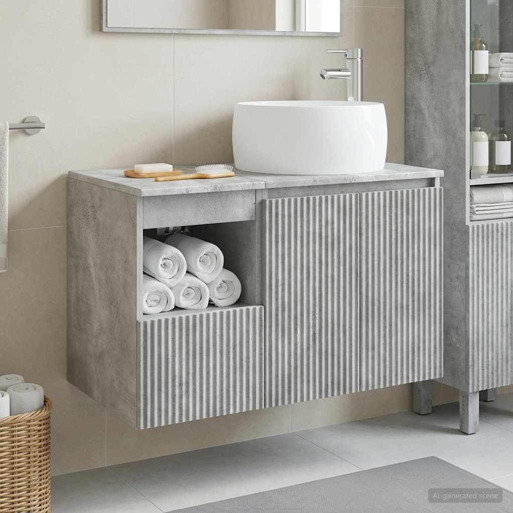 vidaXL Bathroom Furniture Set 2 pcs Concrete Grey Engineered Wood