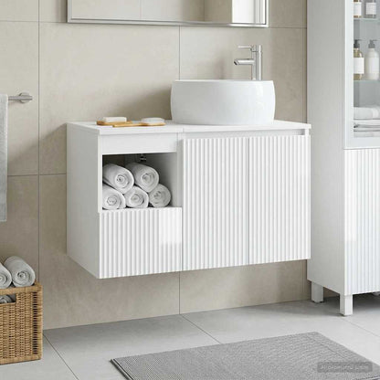 vidaXL Bathroom Furniture Set 2 pcs High Gloss White Engineered Wood