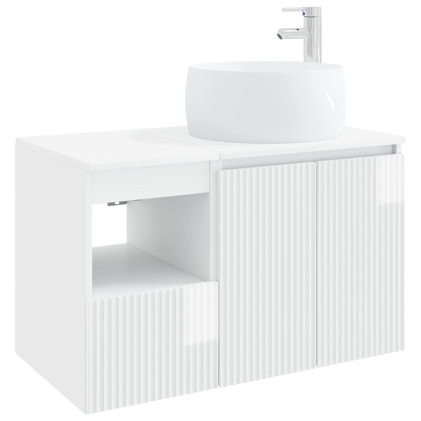 vidaXL Bathroom Furniture Set 2 pcs High Gloss White Engineered Wood