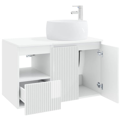vidaXL Bathroom Furniture Set 2 pcs High Gloss White Engineered Wood