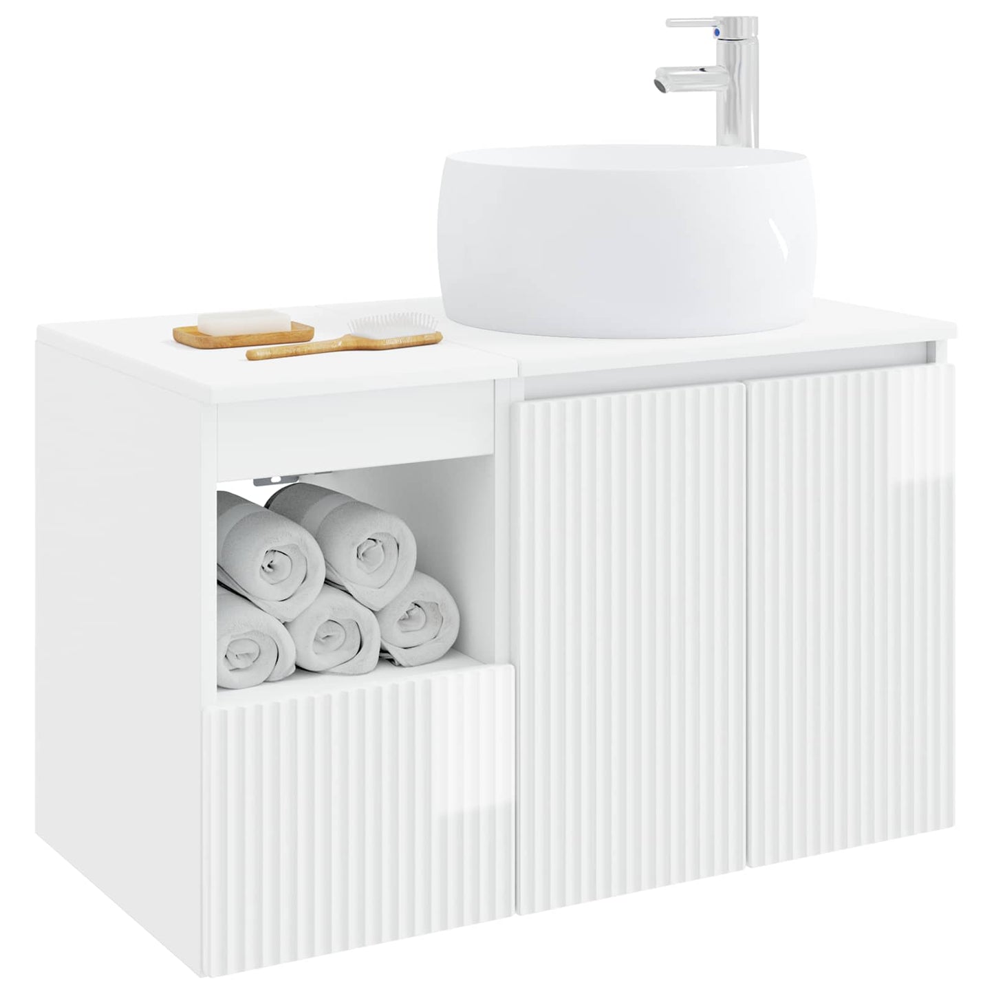 vidaXL Bathroom Furniture Set 2 pcs High Gloss White Engineered Wood