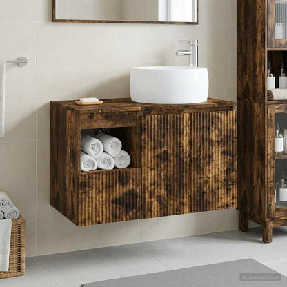 vidaXL Bathroom Furniture Set 2 pcs Smoked Oak Engineered Wood