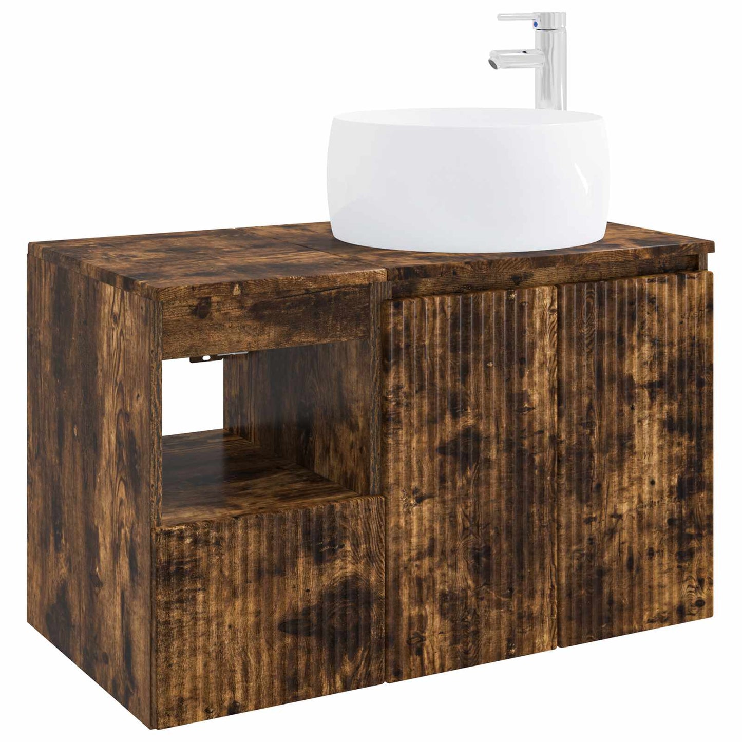 vidaXL Bathroom Furniture Set 2 pcs Smoked Oak Engineered Wood