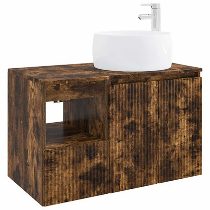 vidaXL Bathroom Furniture Set 2 pcs Smoked Oak Engineered Wood