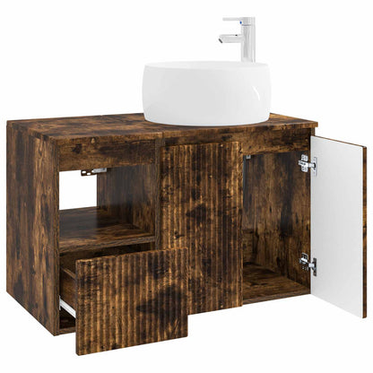 vidaXL Bathroom Furniture Set 2 pcs Smoked Oak Engineered Wood