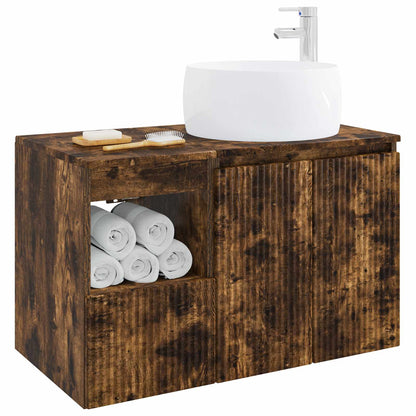 vidaXL Bathroom Furniture Set 2 pcs Smoked Oak Engineered Wood