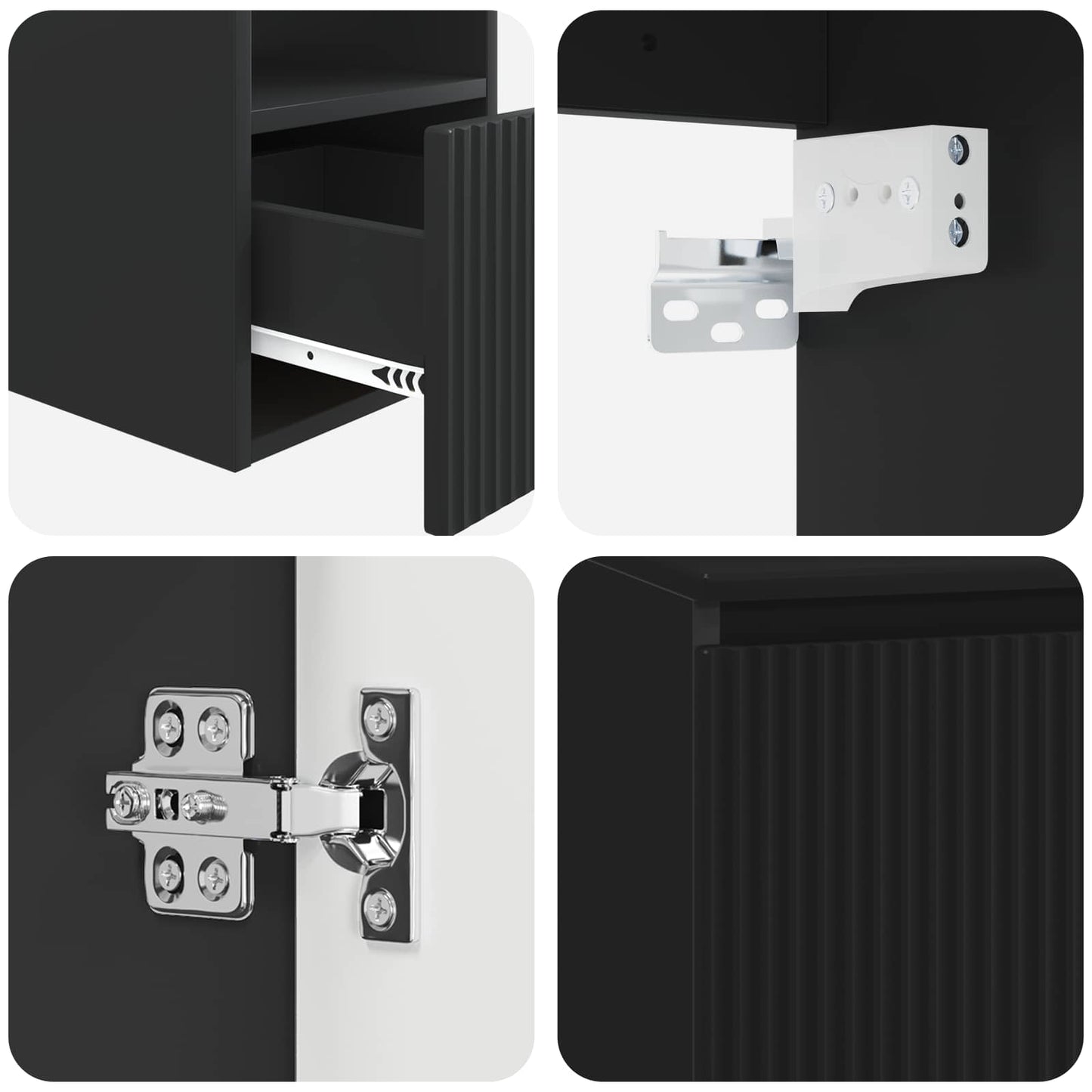 vidaXL Bathroom Furniture Set 2 pcs Black Engineered Wood