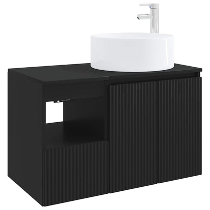 vidaXL Bathroom Furniture Set 2 pcs Black Engineered Wood