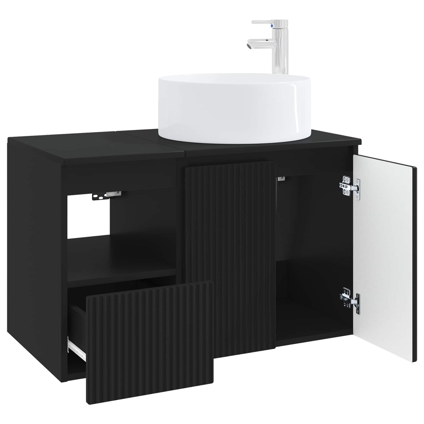 vidaXL Bathroom Furniture Set 2 pcs Black Engineered Wood