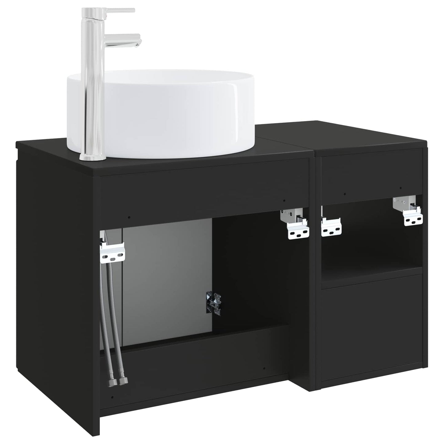 vidaXL Bathroom Furniture Set 2 pcs Black Engineered Wood