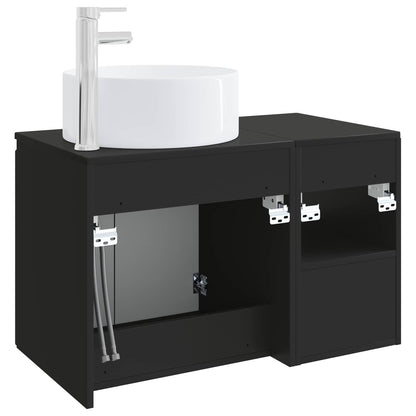 vidaXL Bathroom Furniture Set 2 pcs Black Engineered Wood