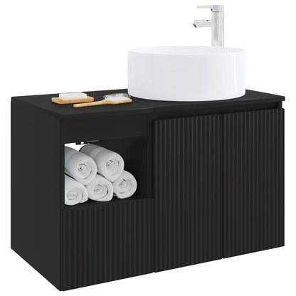 vidaXL Bathroom Furniture Set 2 pcs Black Engineered Wood