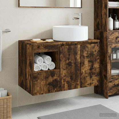vidaXL Bathroom Furniture Set 2 pcs Smoked Oak Engineered Wood