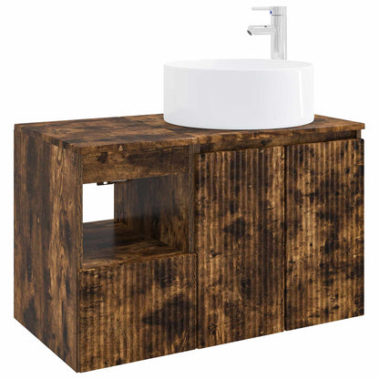 vidaXL Bathroom Furniture Set 2 pcs Smoked Oak Engineered Wood