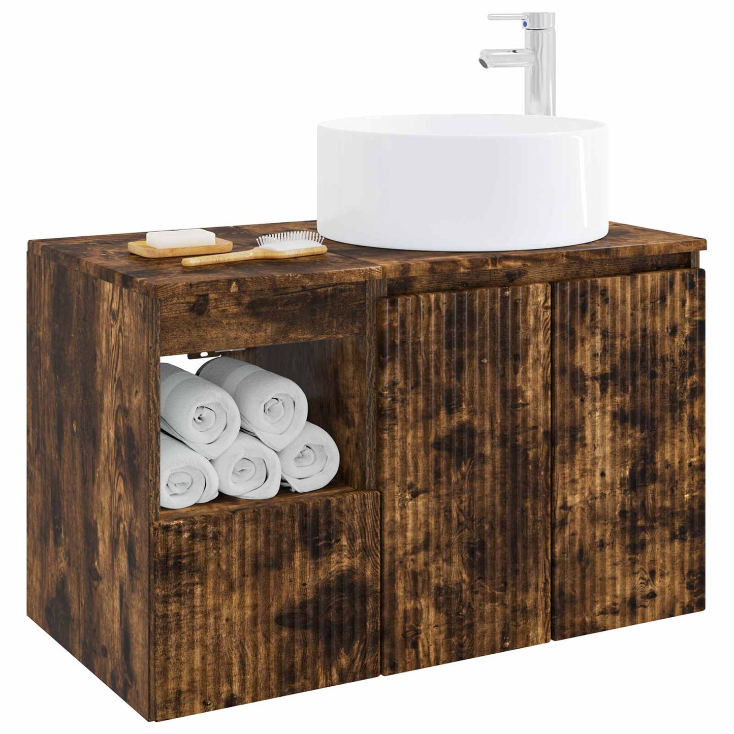 vidaXL Bathroom Furniture Set 2 pcs Smoked Oak Engineered Wood