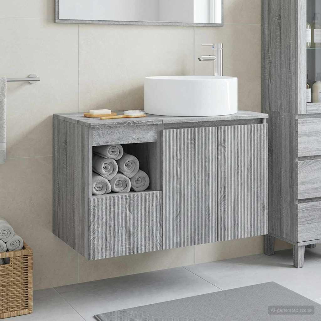vidaXL Bathroom Furniture Set 2 pcs Grey Sonoma Engineered Wood