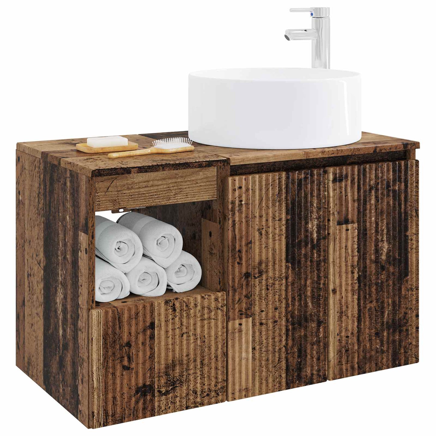 vidaXL Bathroom Furniture Set 2 pcs Old Wood Engineered Wood
