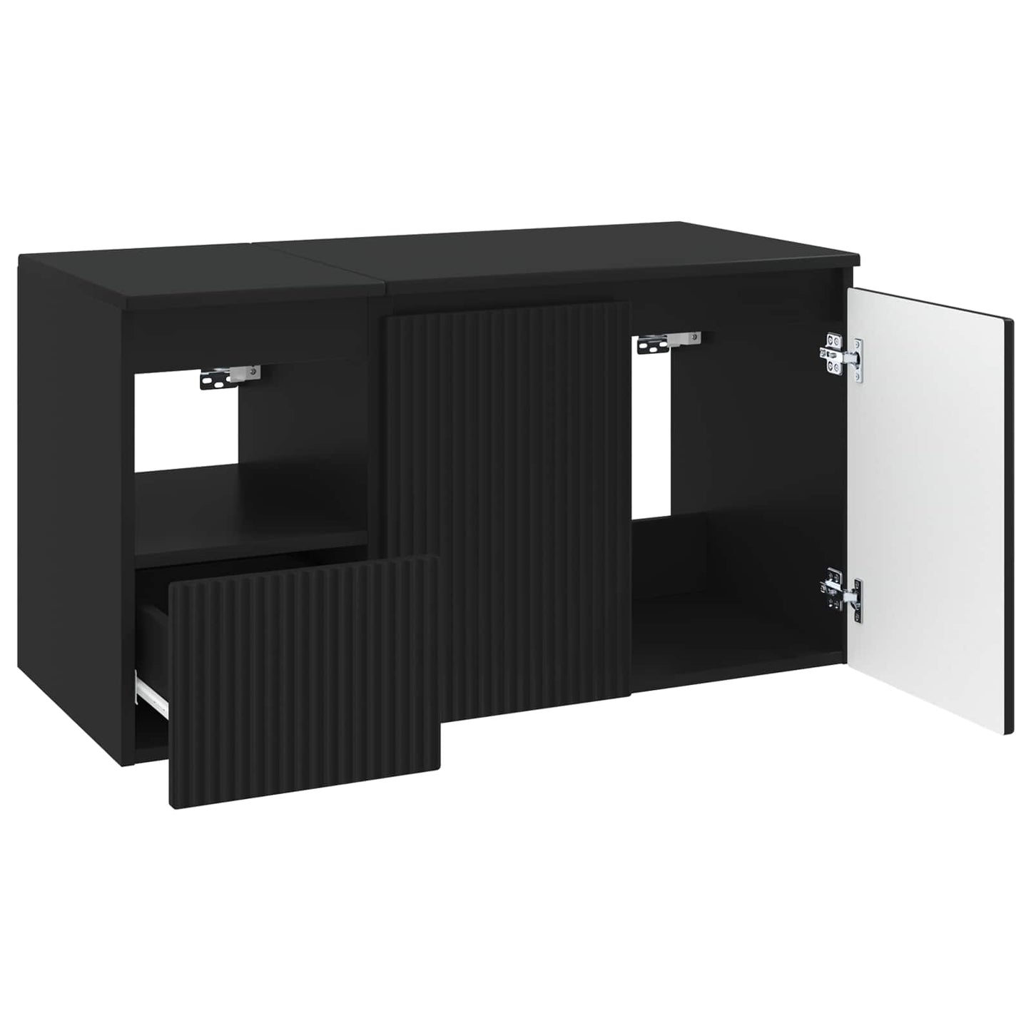 vidaXL Bathroom Furniture Set 2 pcs Black Engineered Wood