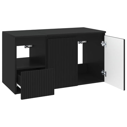 vidaXL Bathroom Furniture Set 2 pcs Black Engineered Wood