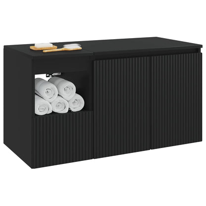 vidaXL Bathroom Furniture Set 2 pcs Black Engineered Wood