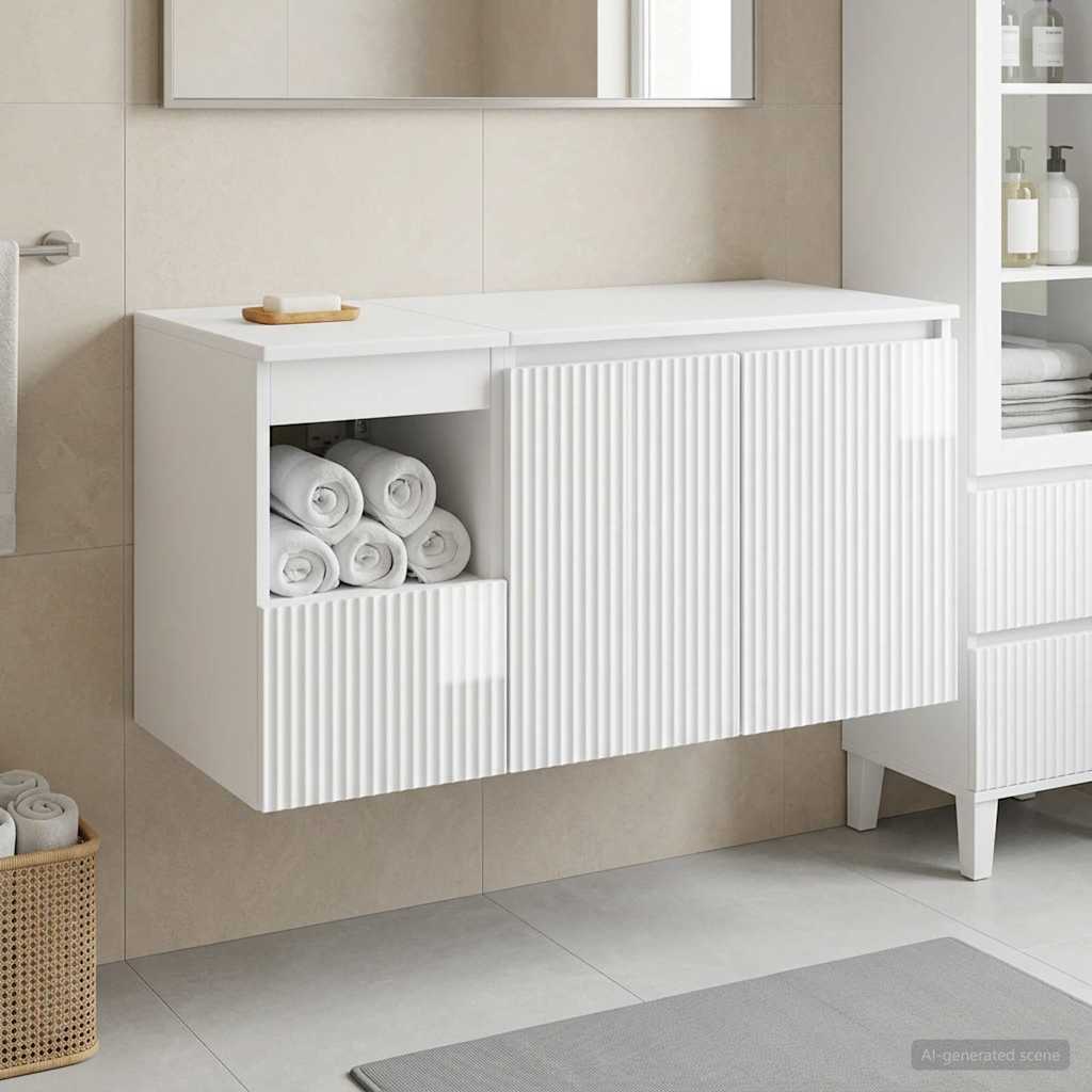 vidaXL Bathroom Furniture Set 2 pcs High Gloss White Engineered Wood