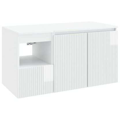 vidaXL Bathroom Furniture Set 2 pcs High Gloss White Engineered Wood