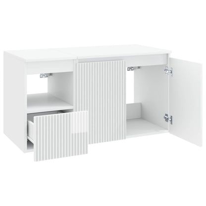 vidaXL Bathroom Furniture Set 2 pcs High Gloss White Engineered Wood