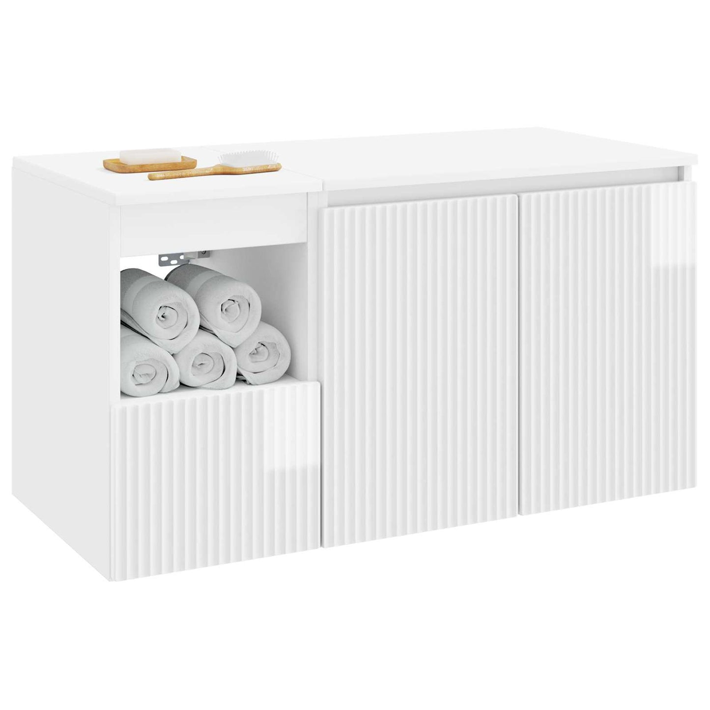 vidaXL Bathroom Furniture Set 2 pcs High Gloss White Engineered Wood