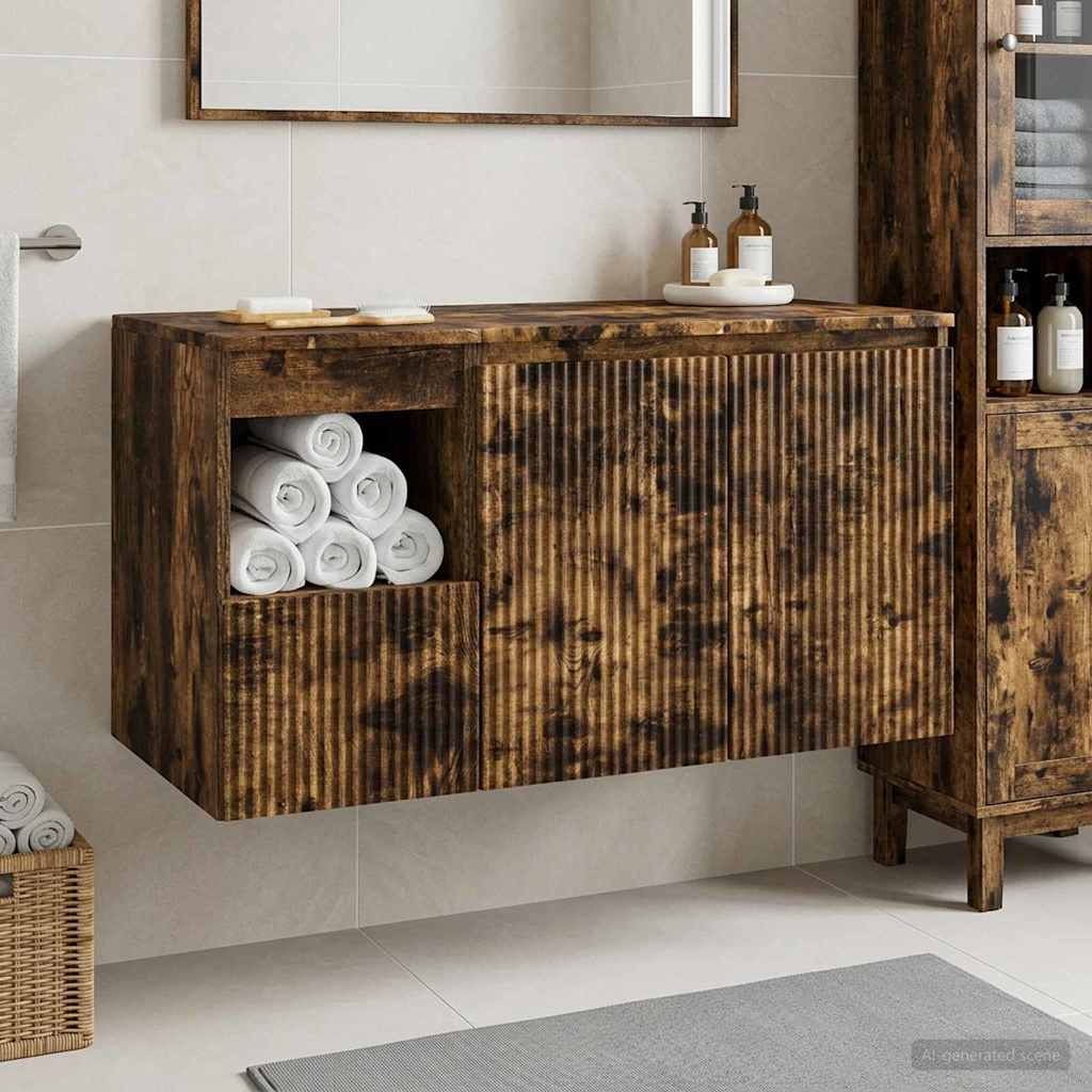 vidaXL Bathroom Furniture Set 2 pcs Smoked Oak Engineered Wood