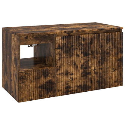 vidaXL Bathroom Furniture Set 2 pcs Smoked Oak Engineered Wood