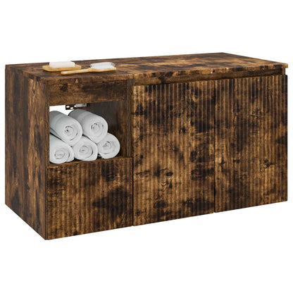 vidaXL Bathroom Furniture Set 2 pcs Smoked Oak Engineered Wood