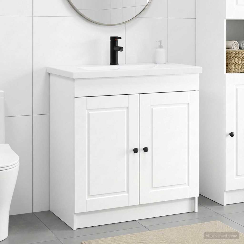 vidaXL Bathroom Furniture Set White 56 x 37.5 x 81 cm Engineered Wood
