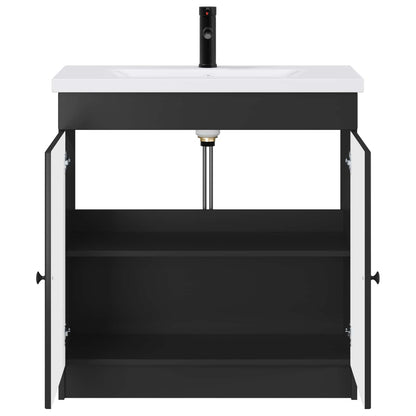 vidaXL Bathroom Furniture Set Black 56 x 37.5 x 81 cm Engineered Wood